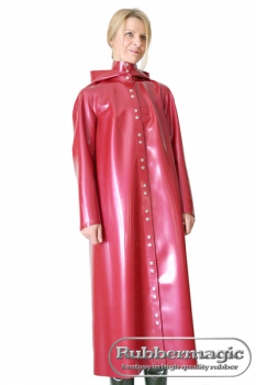 Latex raglan coat with hood