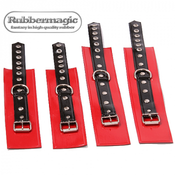 Latex Restraints-Set with D-rings,latex ankles restraints,latex wrist restraints,Latex shop,Rubber shop,Rubbermagic