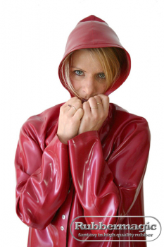 latex rainwear, latex cape with hood